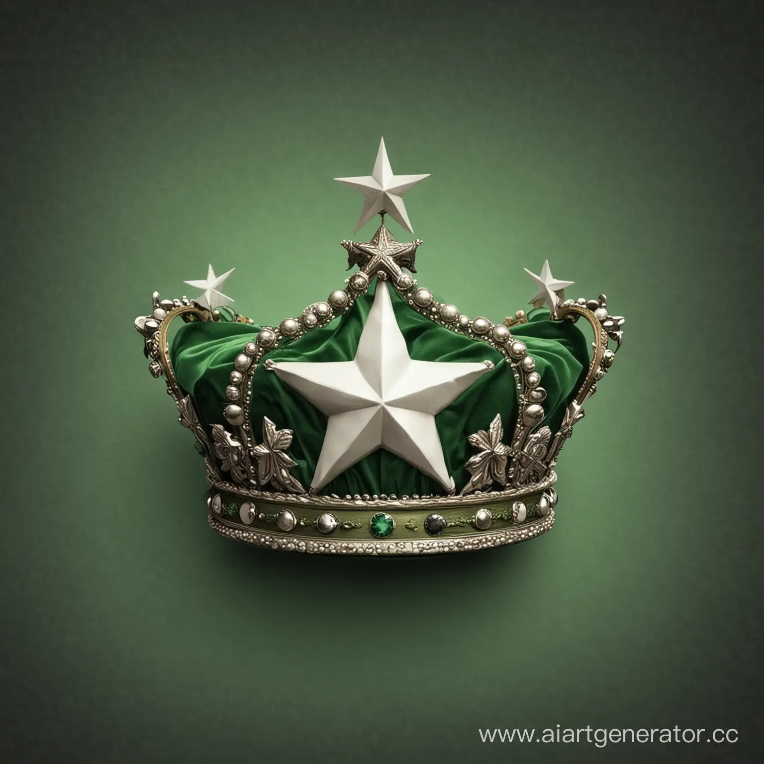 Regal-Green-Crown-with-White-Star-Royal-Headwear-Fantasy-Art