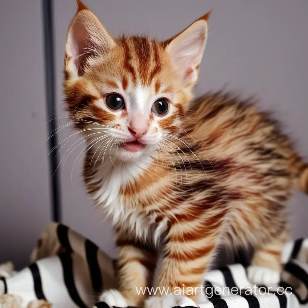 Adorable-Brown-Striped-Kitten-Playful-and-Cheerful-Ginger-Feline