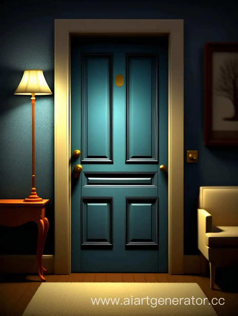 Mysterious-Nighttime-Door-in-Dimly-Lit-Room