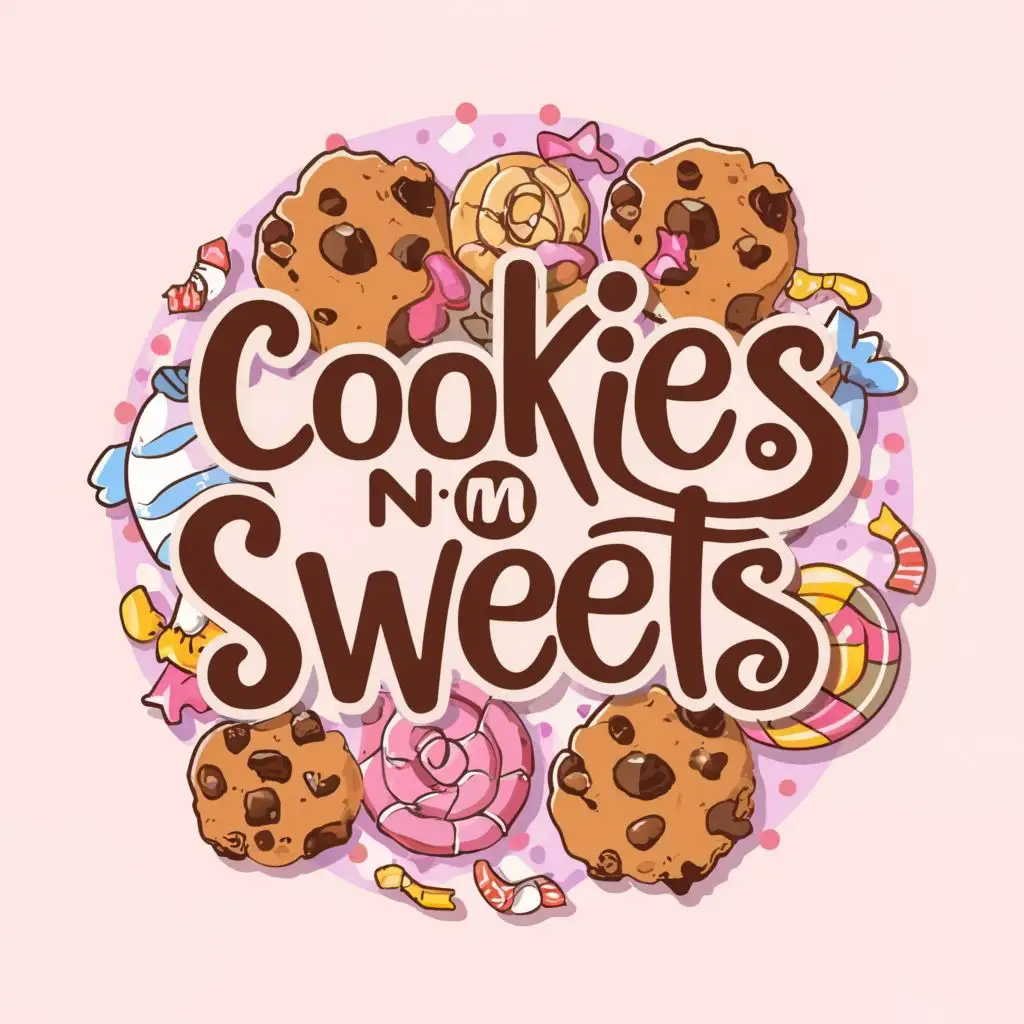 logo, Cookies and candy, with the text "Cookies n Sweets", typography