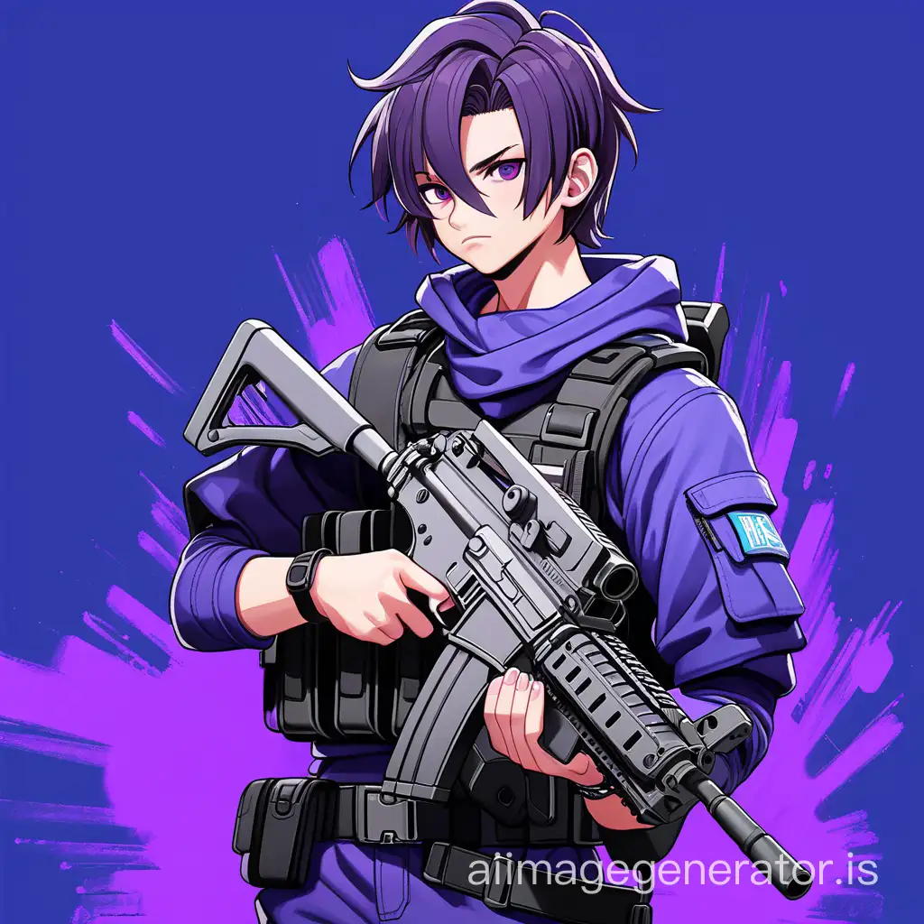 Gaming Anime Character with M416 Gun in Thundering Purple and Black ...