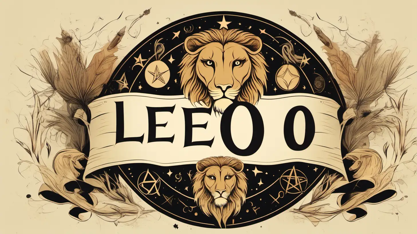 Mystical Leo Sign Witchcraft Banner in Muted Colors