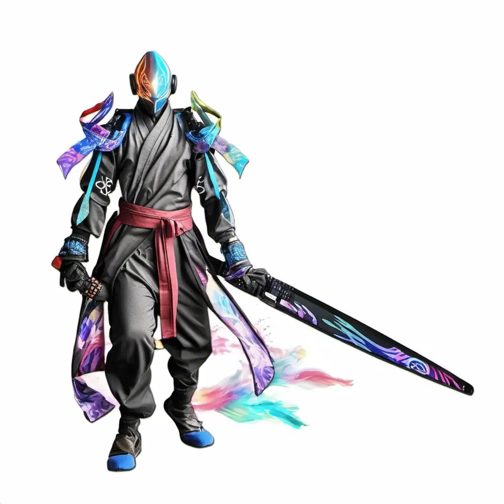 Fire Nation Themed Samurai Ninja Magical Kimono Robe Warframe Jacket Cyberpunk Hip Hop Fantasy Clothing Multicolor Rainbow