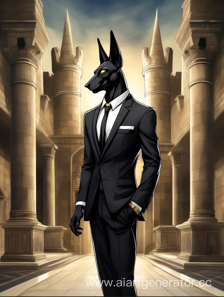 Anubis-in-Elegant-Black-Suit-Amid-Luxurious-Castle-Interior