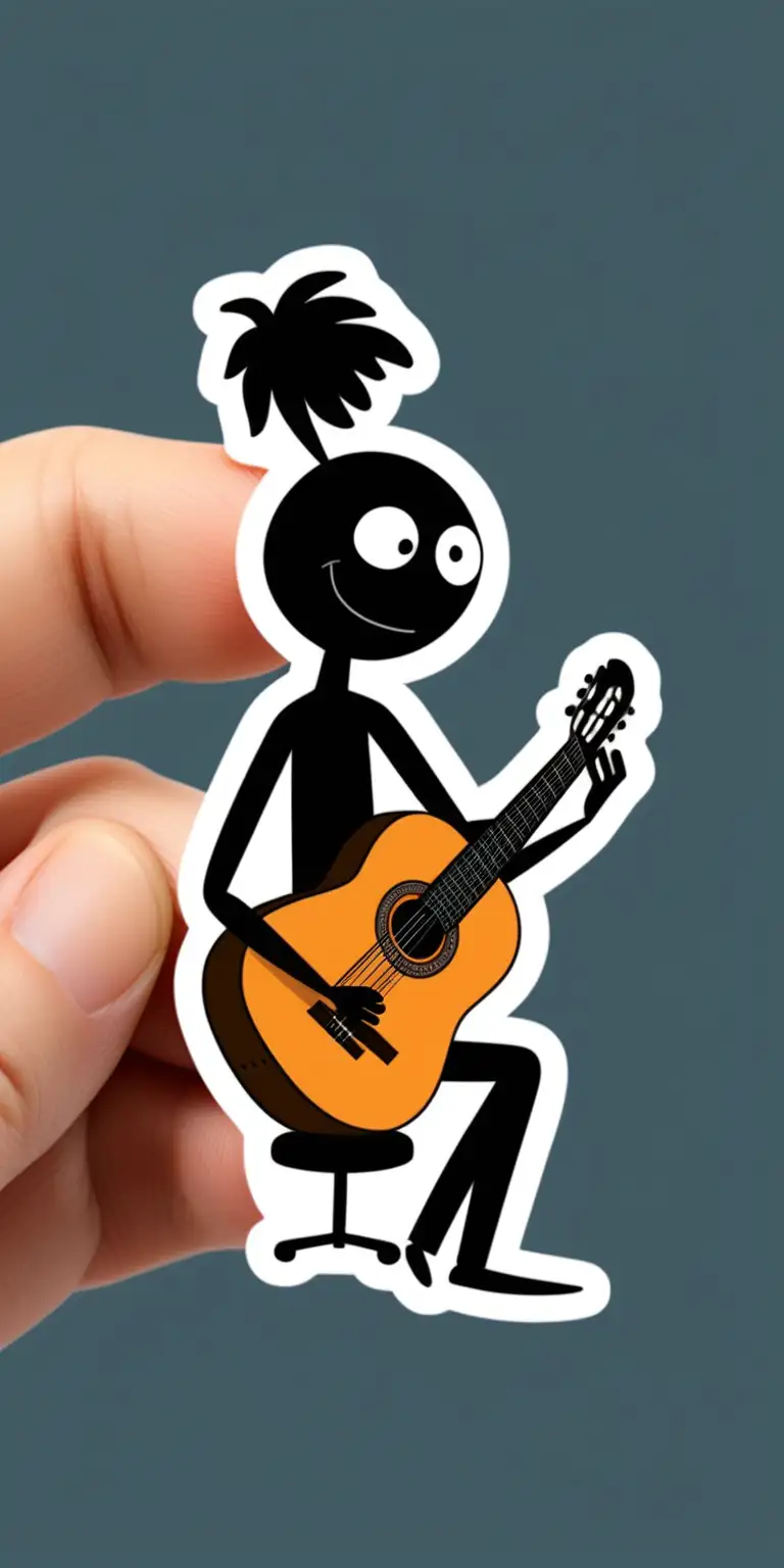  Stickman playing a classical guitar sticker