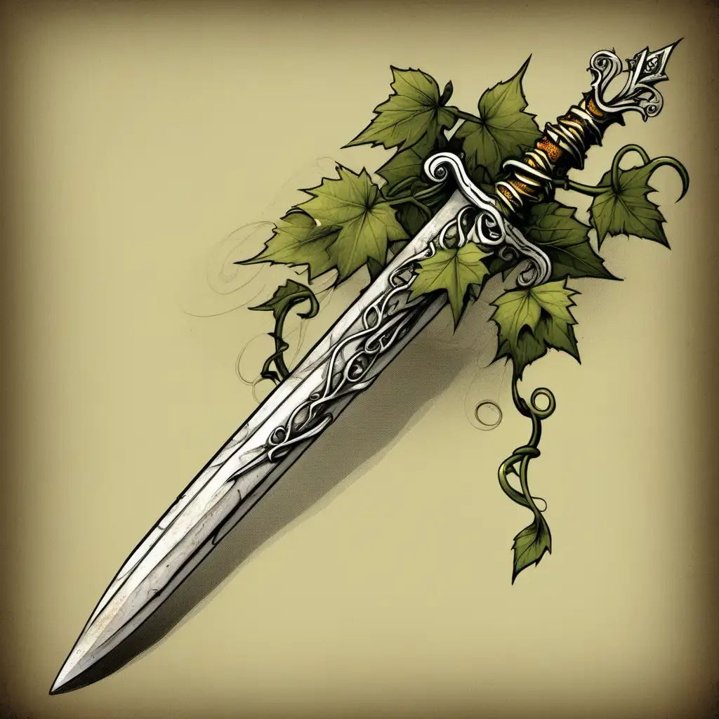 Dagger with a vine wrapped around it