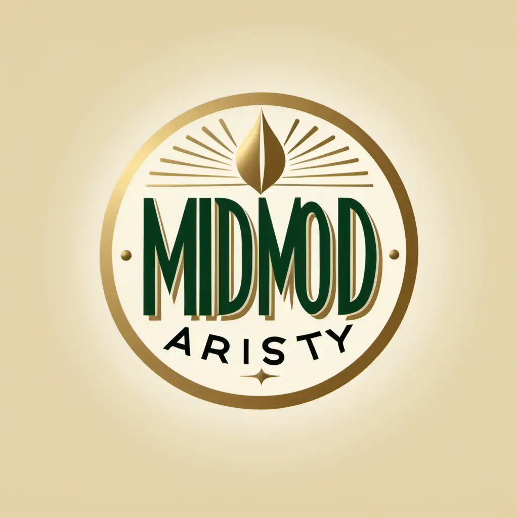 MidMod Artistry Logo 50s Style Graphic in Tan Gold Cream and Green