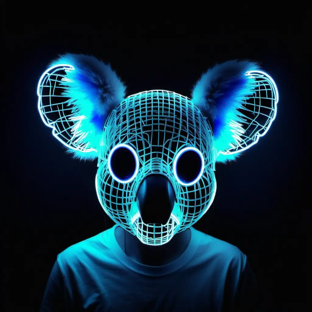 can you design me a koala mask with LED's on in the style of deadmau5 
