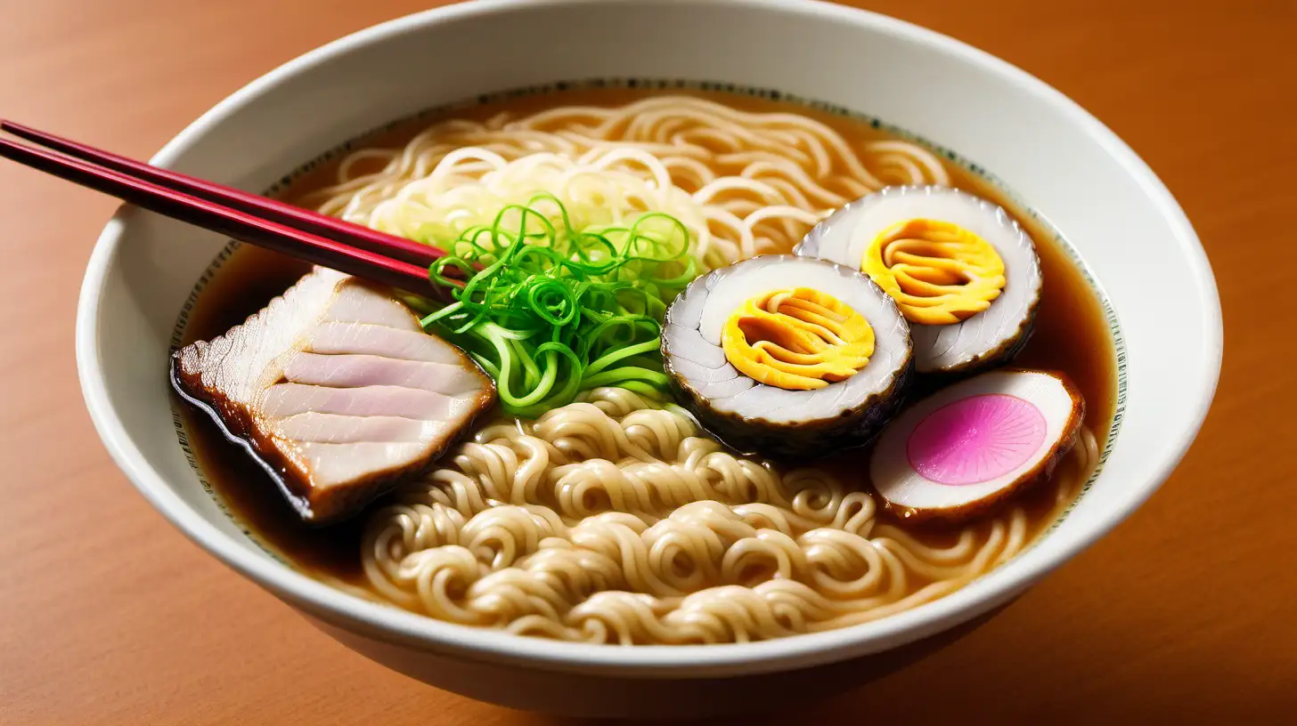 Delicious Ramen Noodles with Vibrant Ingredients and Savory Broth