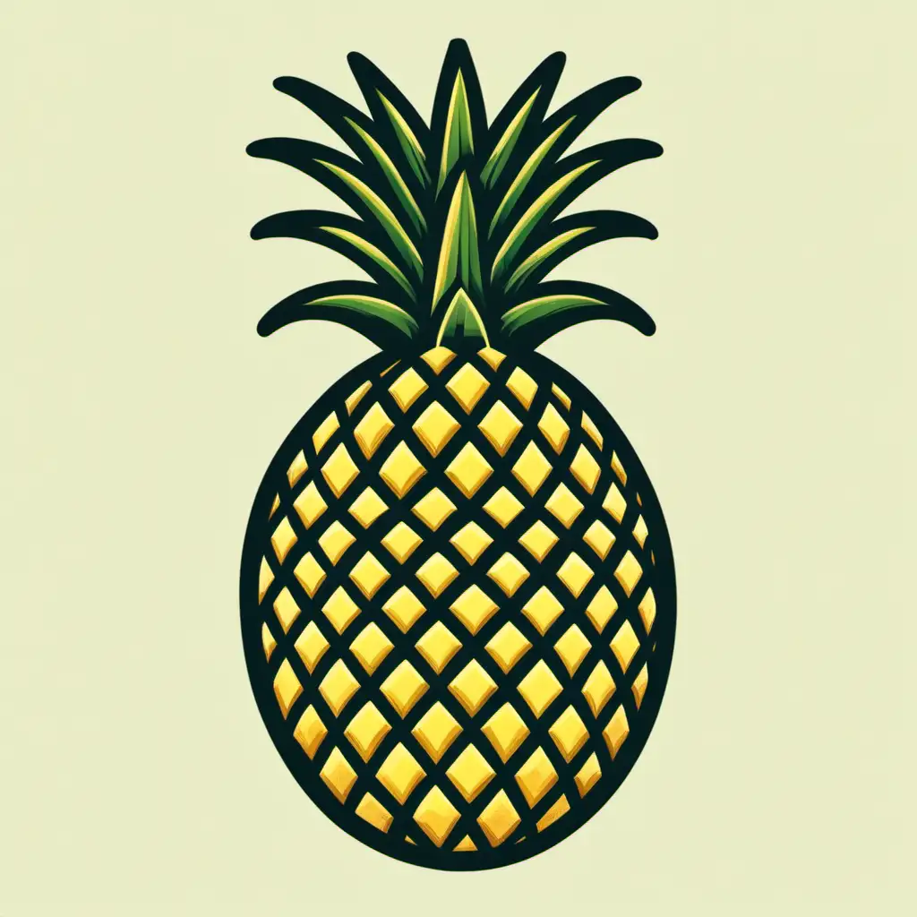 pineapple, simple, clipart, classic, 3 colours, sticker looking, vintage
