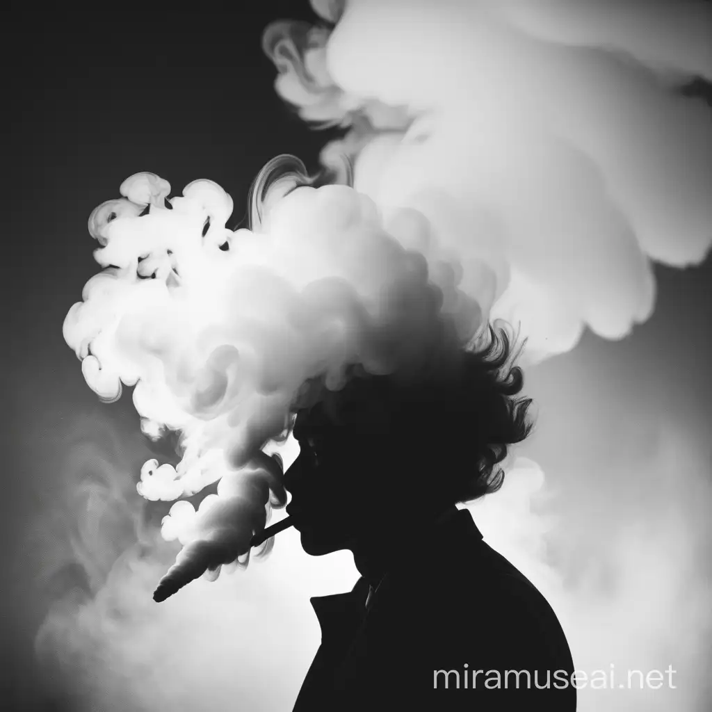 white smoke that resembles the silhouette of a person with eyes