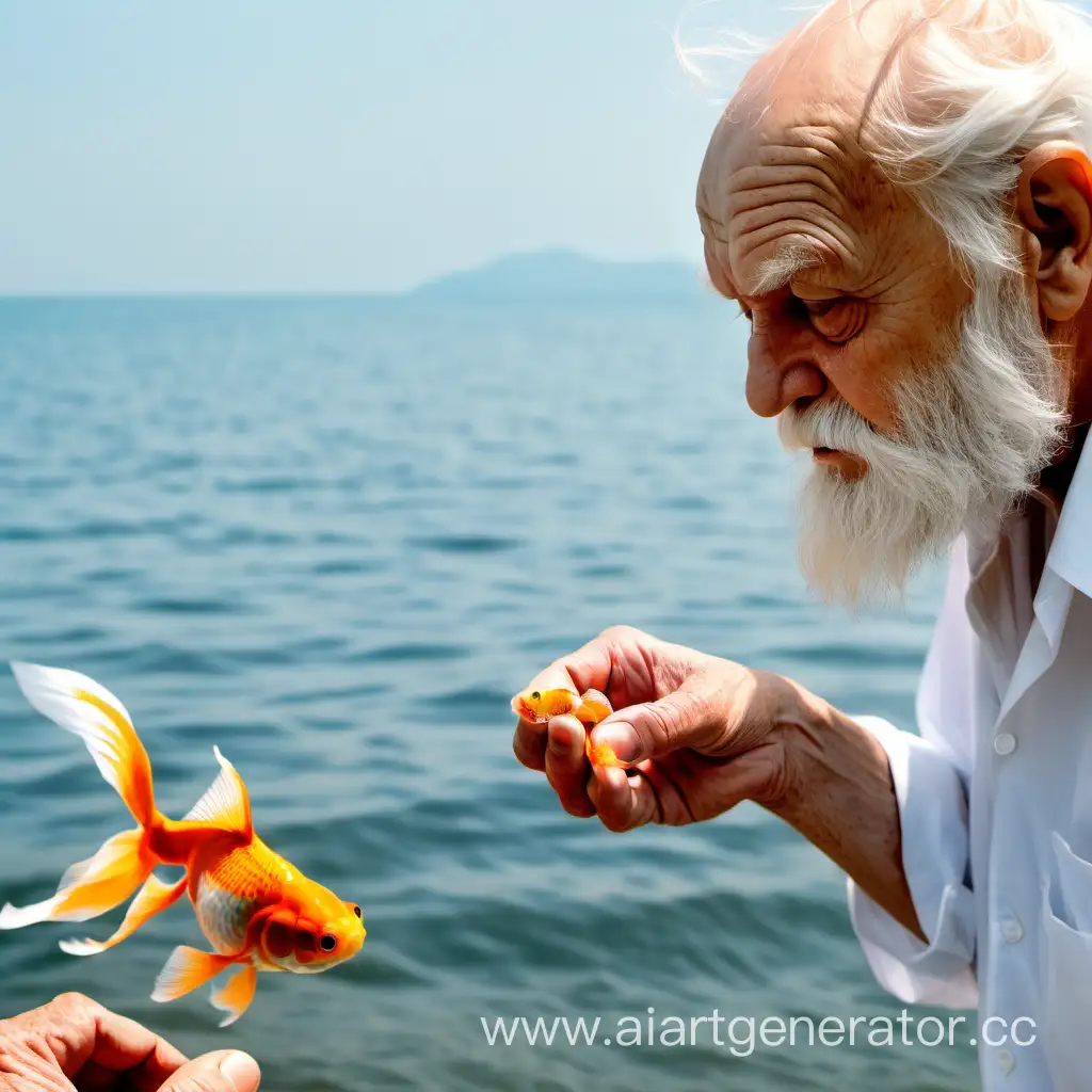 Elderly-Man-Contemplating-Solitude-with-a-Lone-Goldfish-by-the-Seaside
