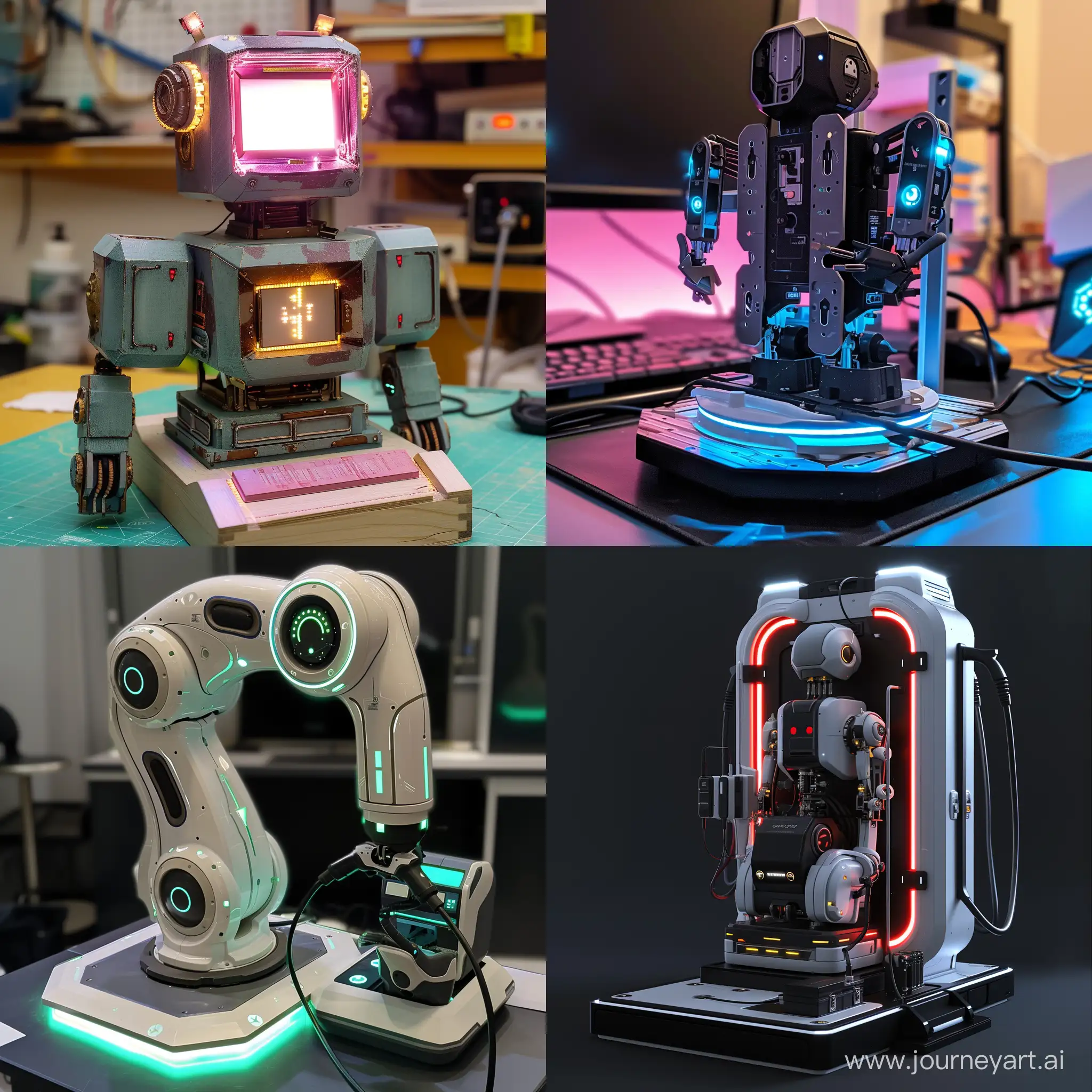 make a charging station for a robot. The robot has to have a charging spot