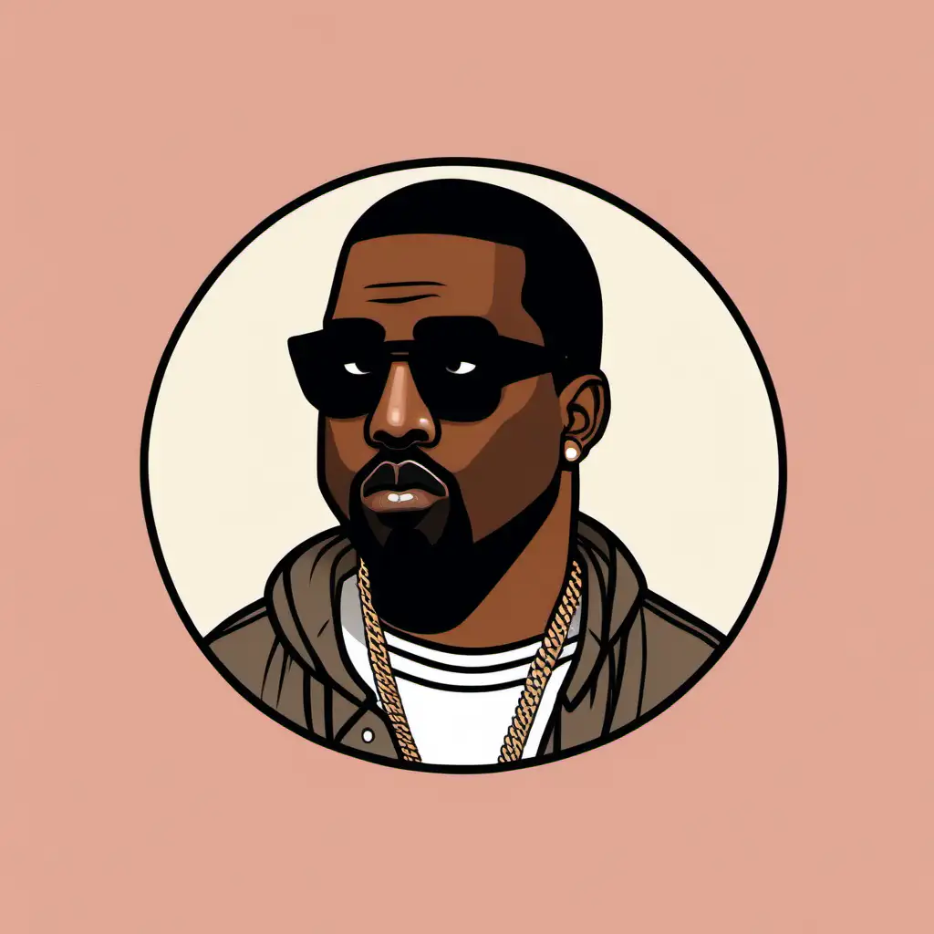 Cartoon Kanye West Icon Vibrant Animated Illustration of the Iconic Artist