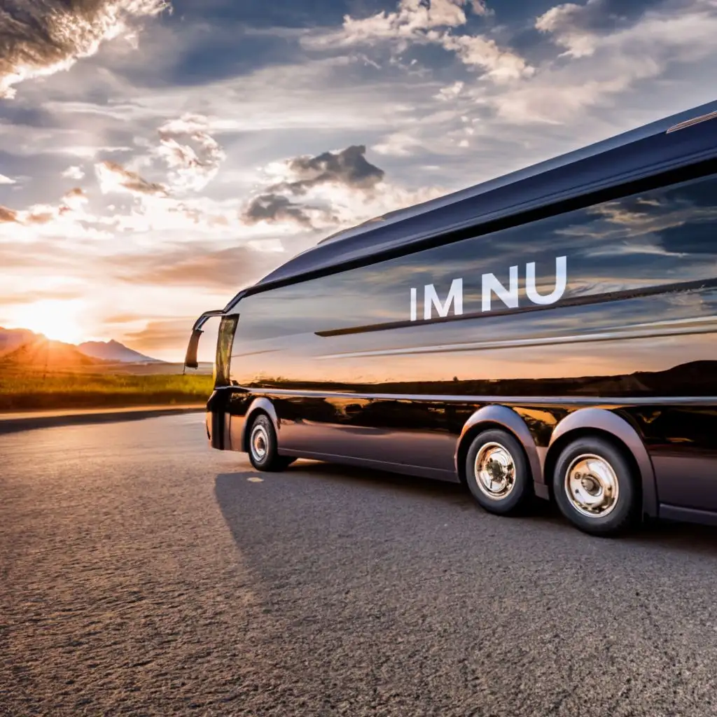 logo, black Luxury bus travelling, with the text "Im Nu GmbH", typography, be used in Travel industry
