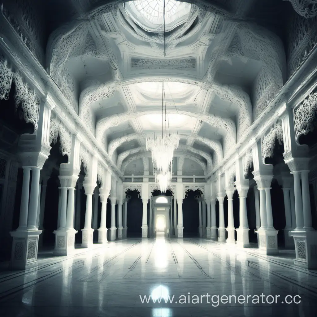 залы белого дворца в тенях