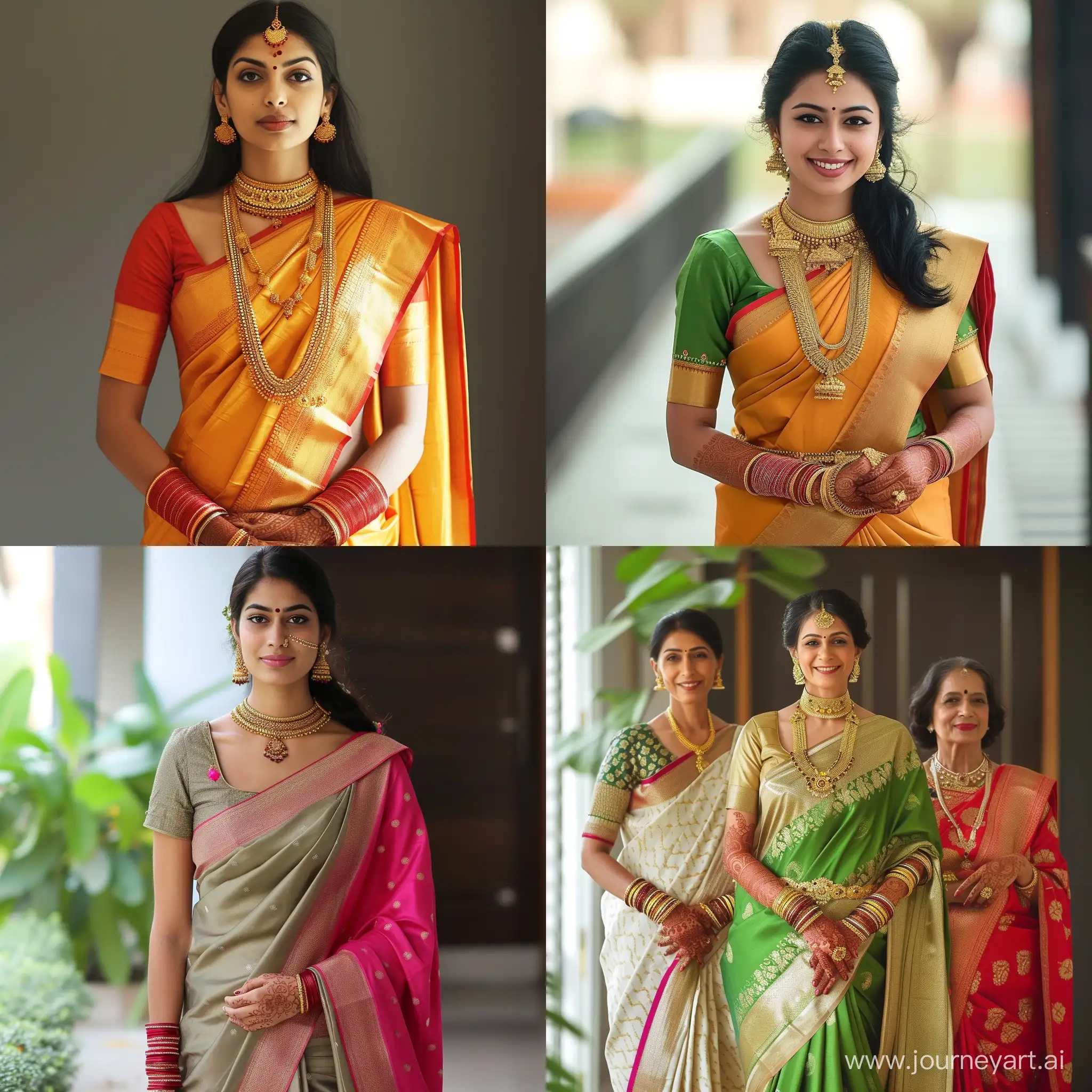 Elegant-Indian-Women-Showcasing-Saree-Fashion-in-Vibrant-Diversity