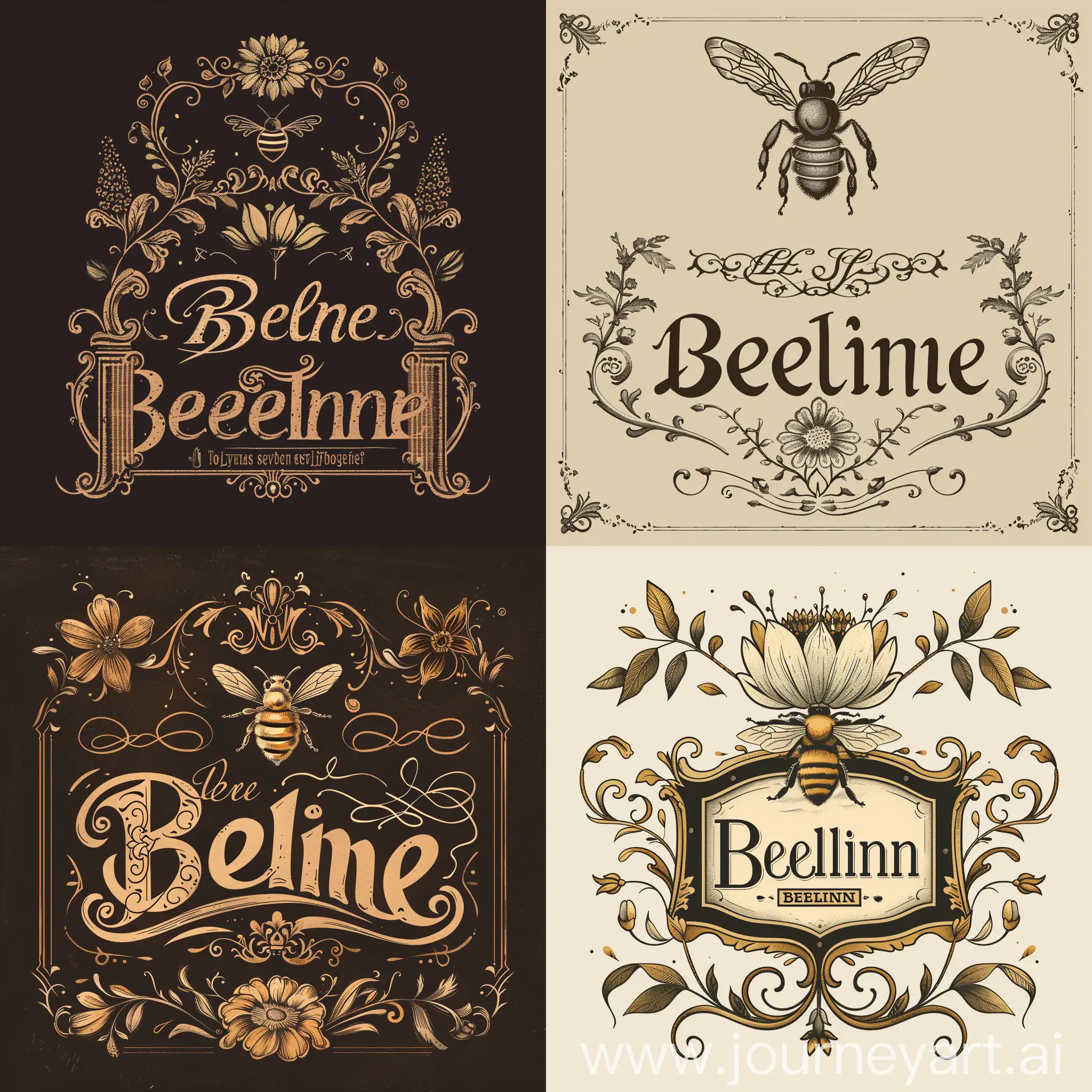 Vintage-Beeline-Logo-with-Delicate-Flourishes-and-Bee-Symbolism