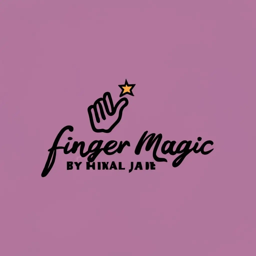 logo, finger smaller than logo name use purple colour, pink , white ,  colour and bright , metalic colours , jewellery store hight text "finger magic by minal jain", with the text "finger magic by minal jain", typography, be used in Events industry