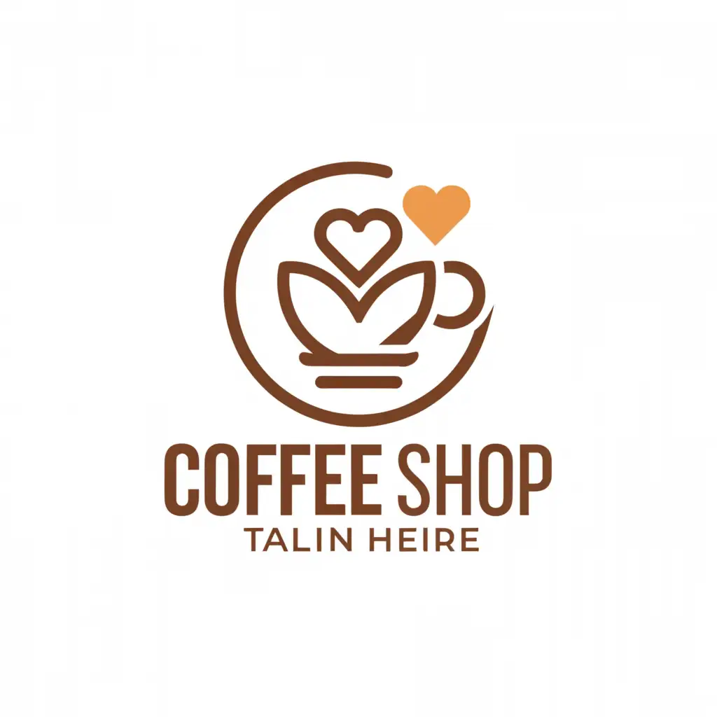 a logo design,with the text "Coffee Shop", main symbol:Coffee cups, inside a circle, heart symbol,Moderate,clear background
