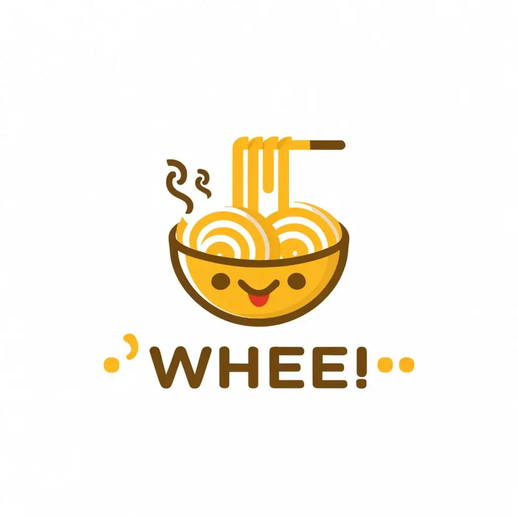 a logo design,with the text ":) whee", main symbol:a bowl of noodles,Moderate,be used in Restaurant industry,clear background