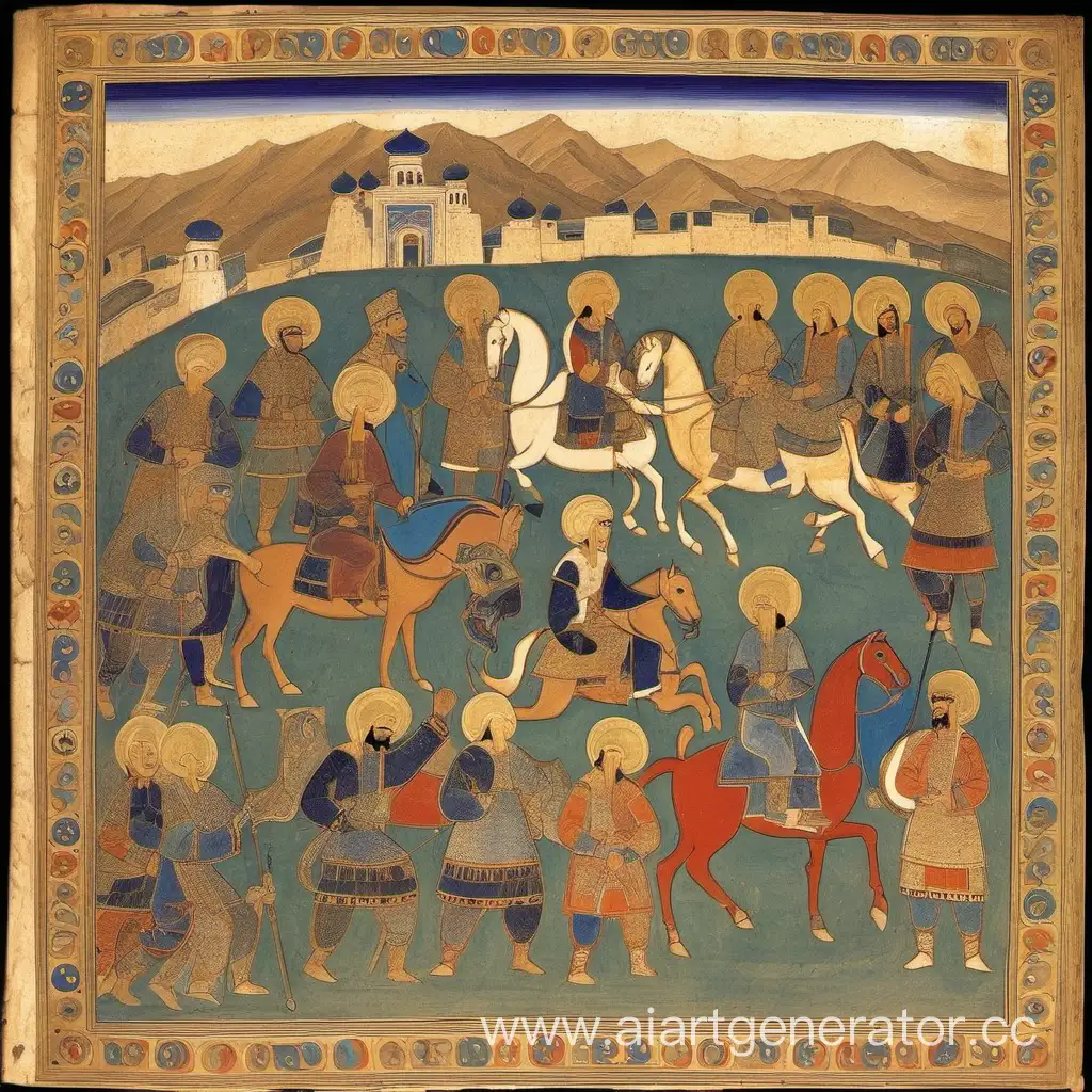 Medieval-Central-Asian-Cultural-Scene-with-Nomadic-Tribes-and-Caravans