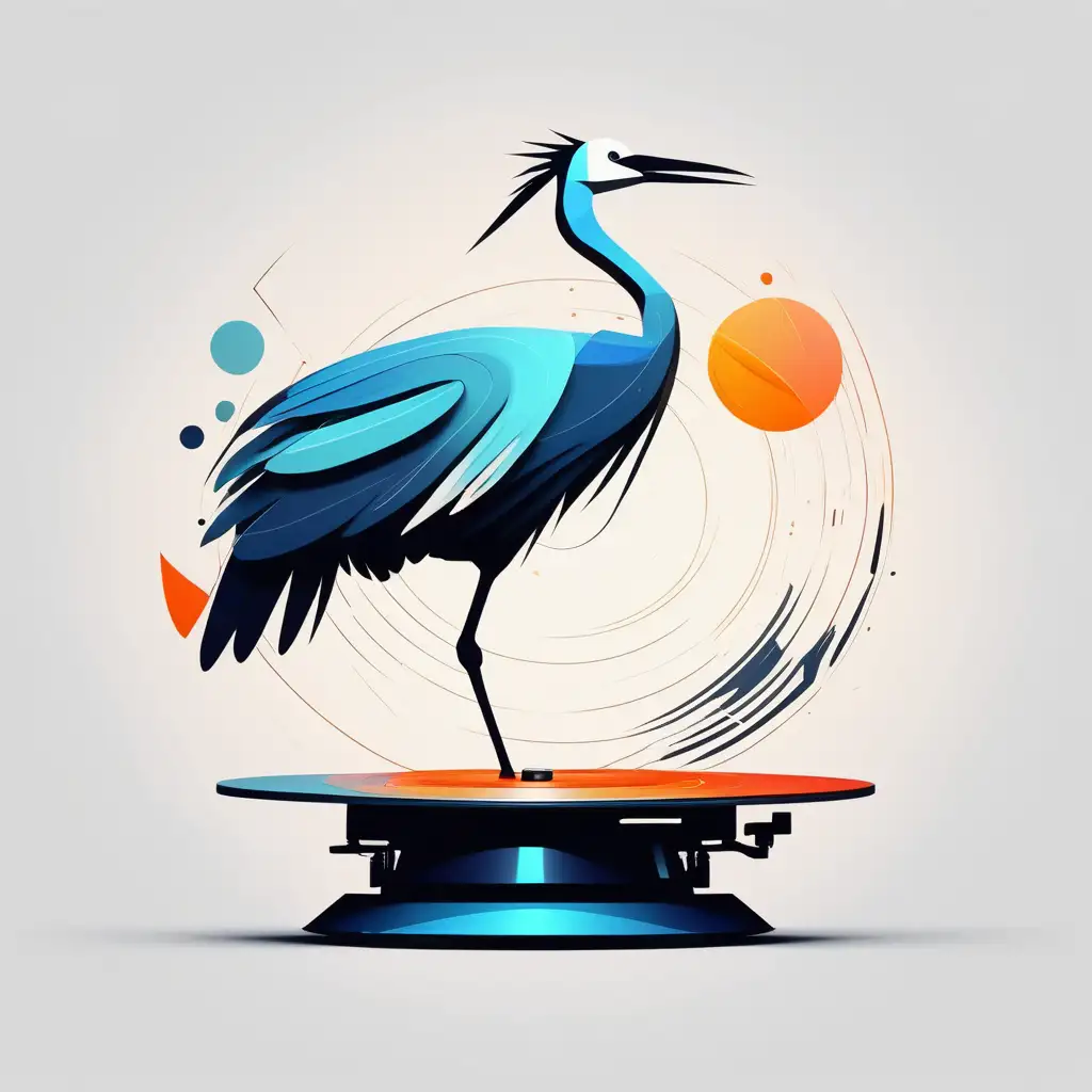 stylized expression of circadian rhythm abstract turntable the crane bird