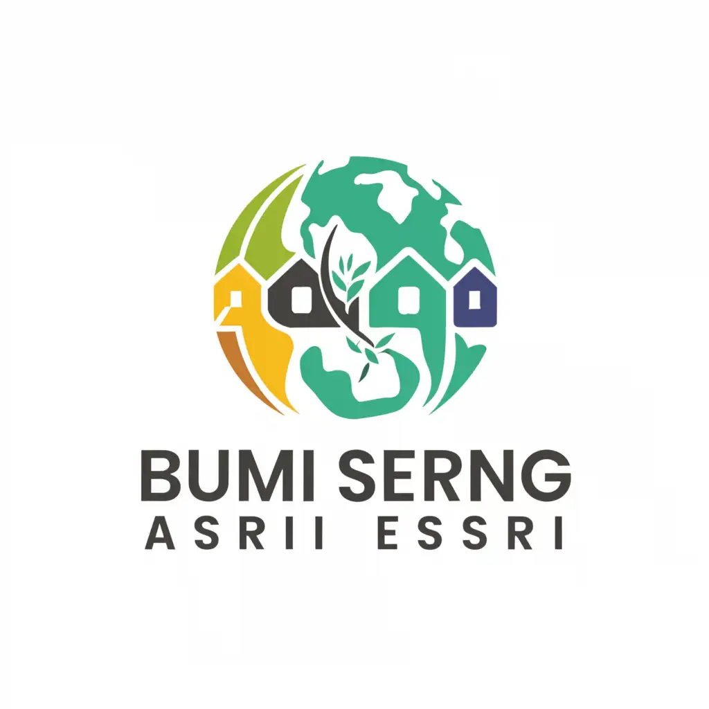 a logo design,with the text 'Bumi Serang Asri', main symbol:globe, home, nature,Moderate, be used in Real Estate industry, clear background