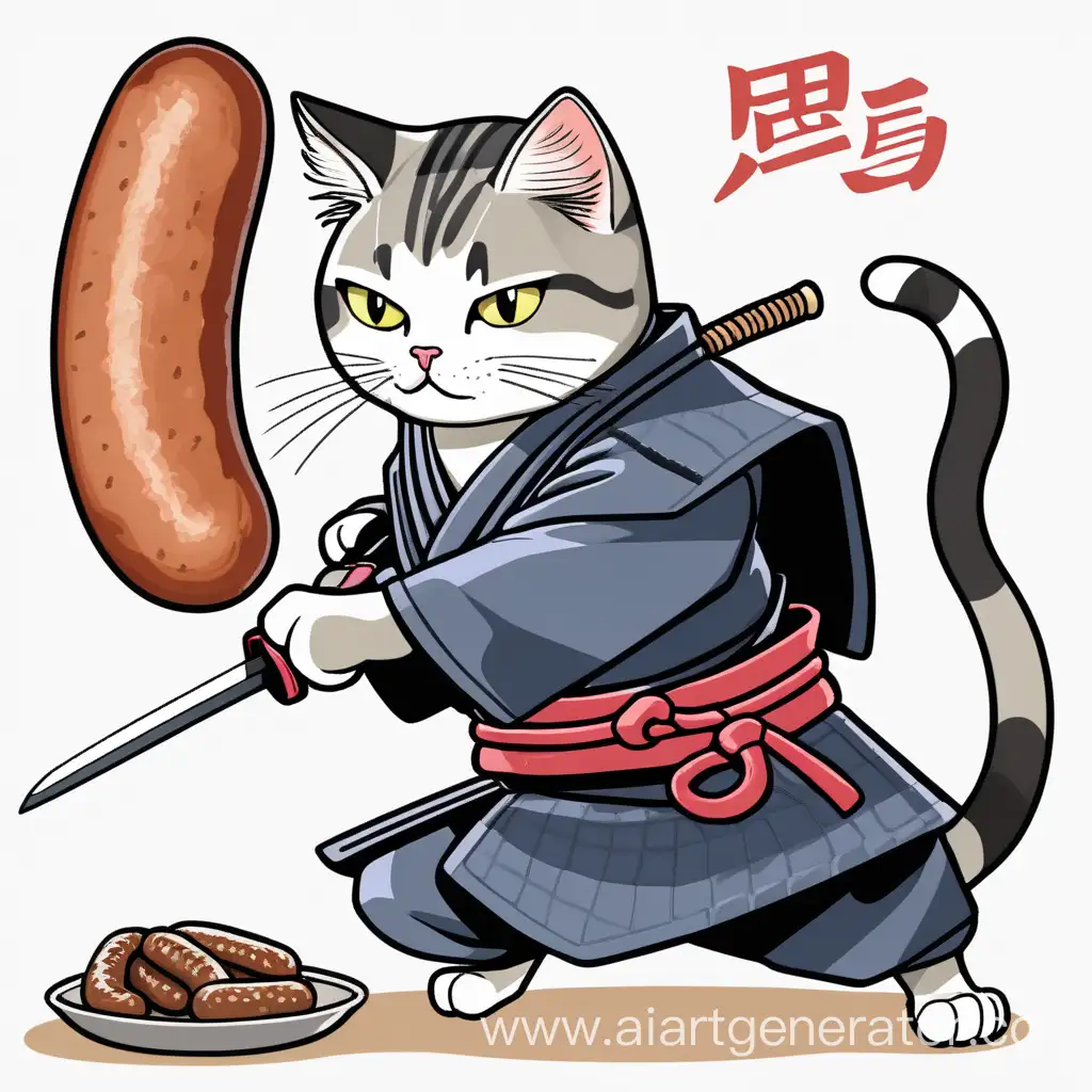 Sausage-Duel-Cat-Samurai-Engages-in-Epic-Battle