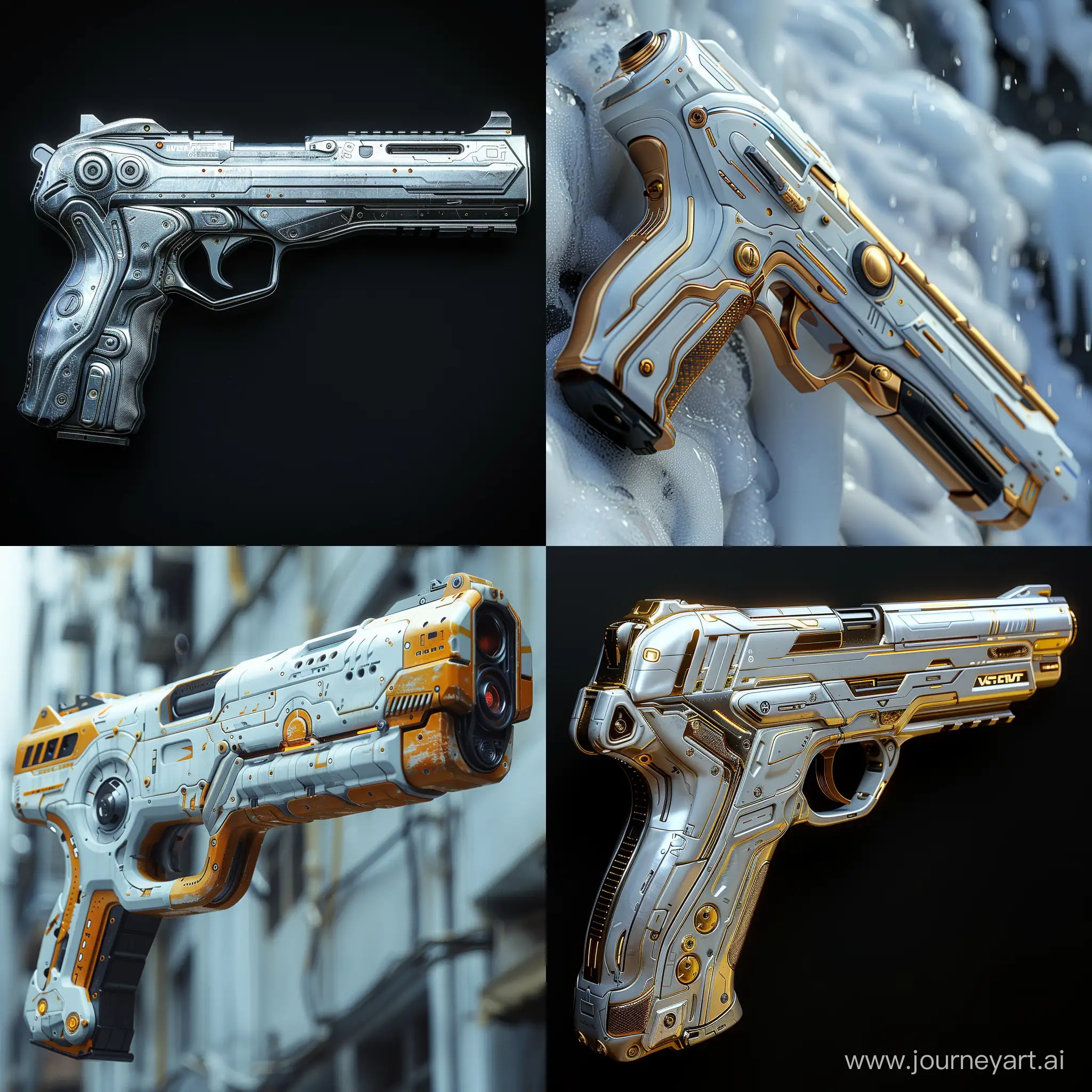Futuristic pistol, photorealistic CGI --stylize 1000