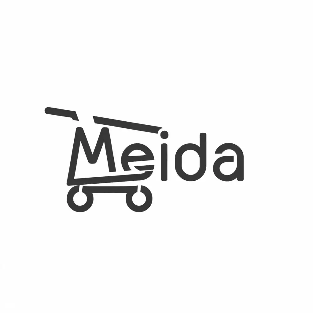 a logo design,with the text "MeiDa", main symbol:M letter like a Shopping Cart in Supermarket,Moderate,be used in Retail industry,clear background