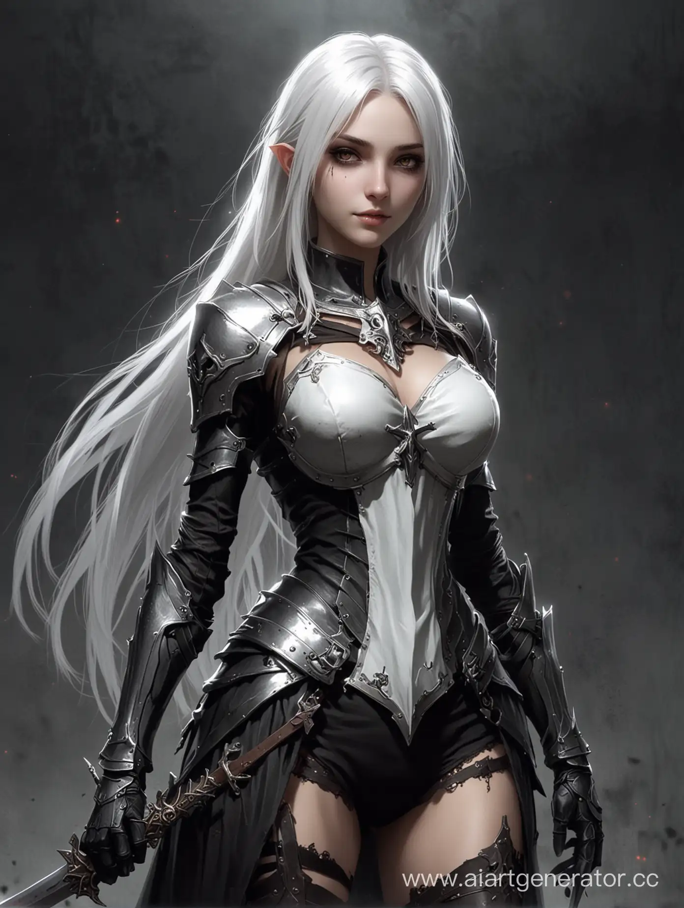 Slender-Girl-with-White-Hair-as-a-Necromancer-Knight
