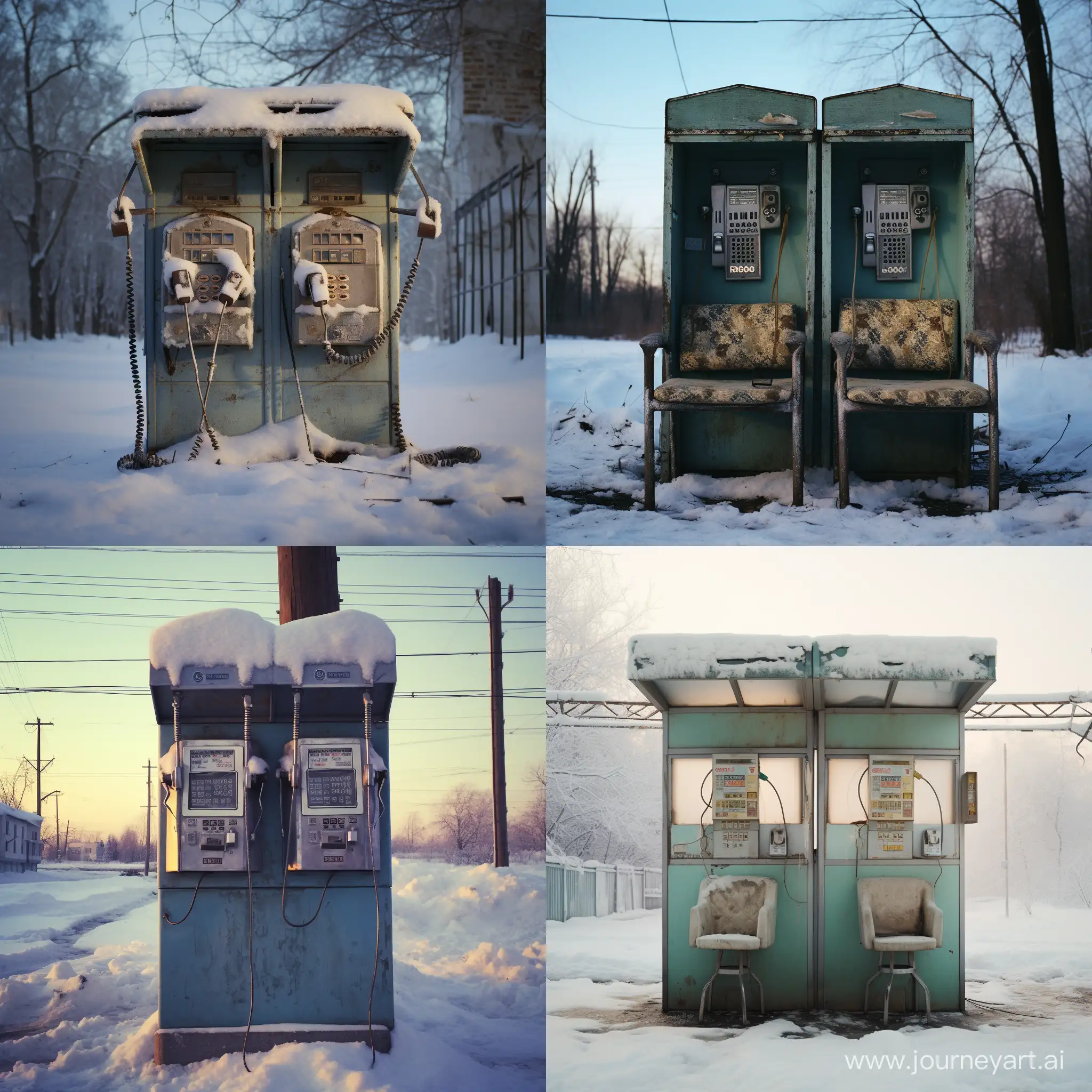 Vintage-Soviet-Payphone-Booth-in-Winter-Nostalgic-11-Art-Depicting-Two-Kopecks-Era