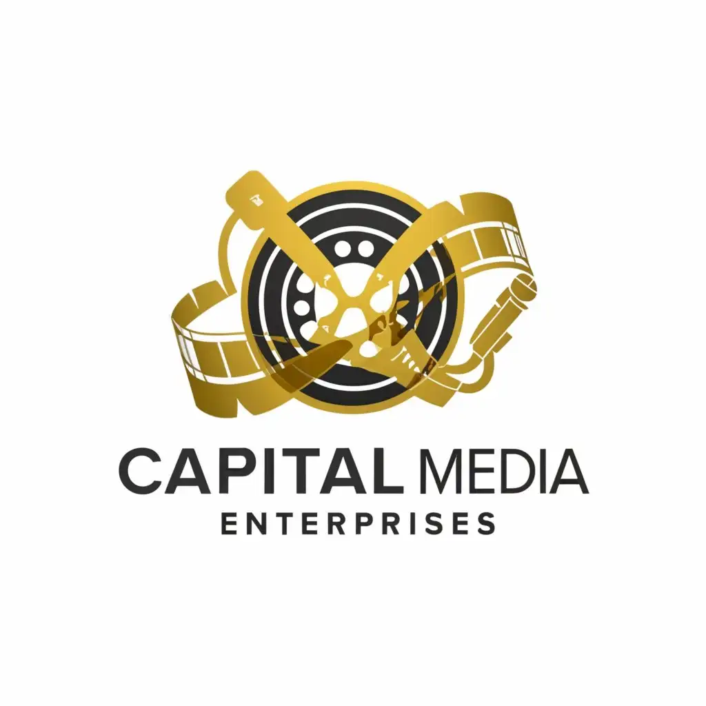 a logo design,with the text "Capital Media Enterprises", main symbol:film reel and Microphone,Moderate,clear background