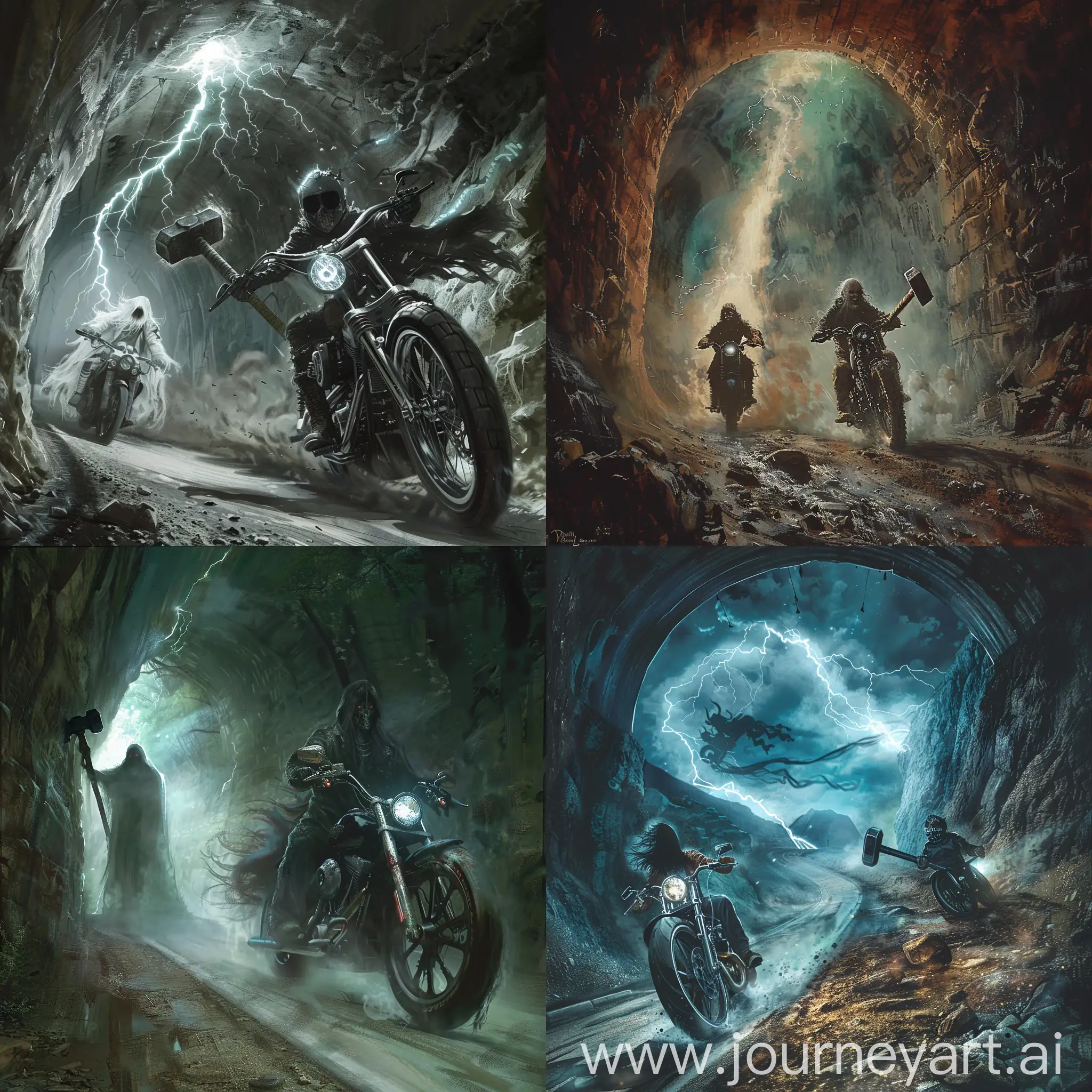 Is the ghostly biker a friend or foe? Are they chasing the Devil's Rider or trying to help them?What lies beyond the tunnel's exit? A glimmer of hope or a new, even greater danger?Does the Devil's Rider wield the hammer for good or for personal gain