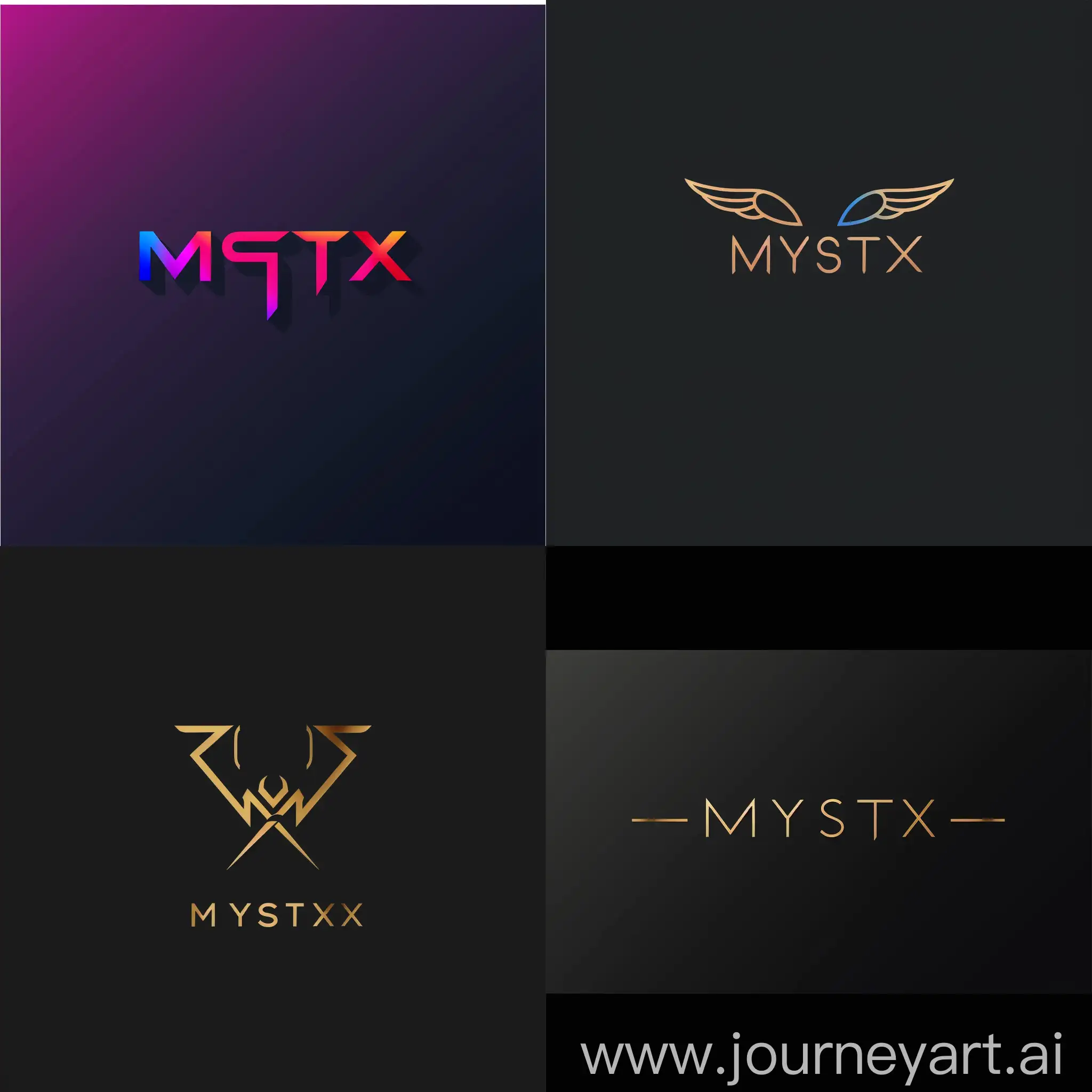логотип с надписью MYSTX в стиле минимализм
