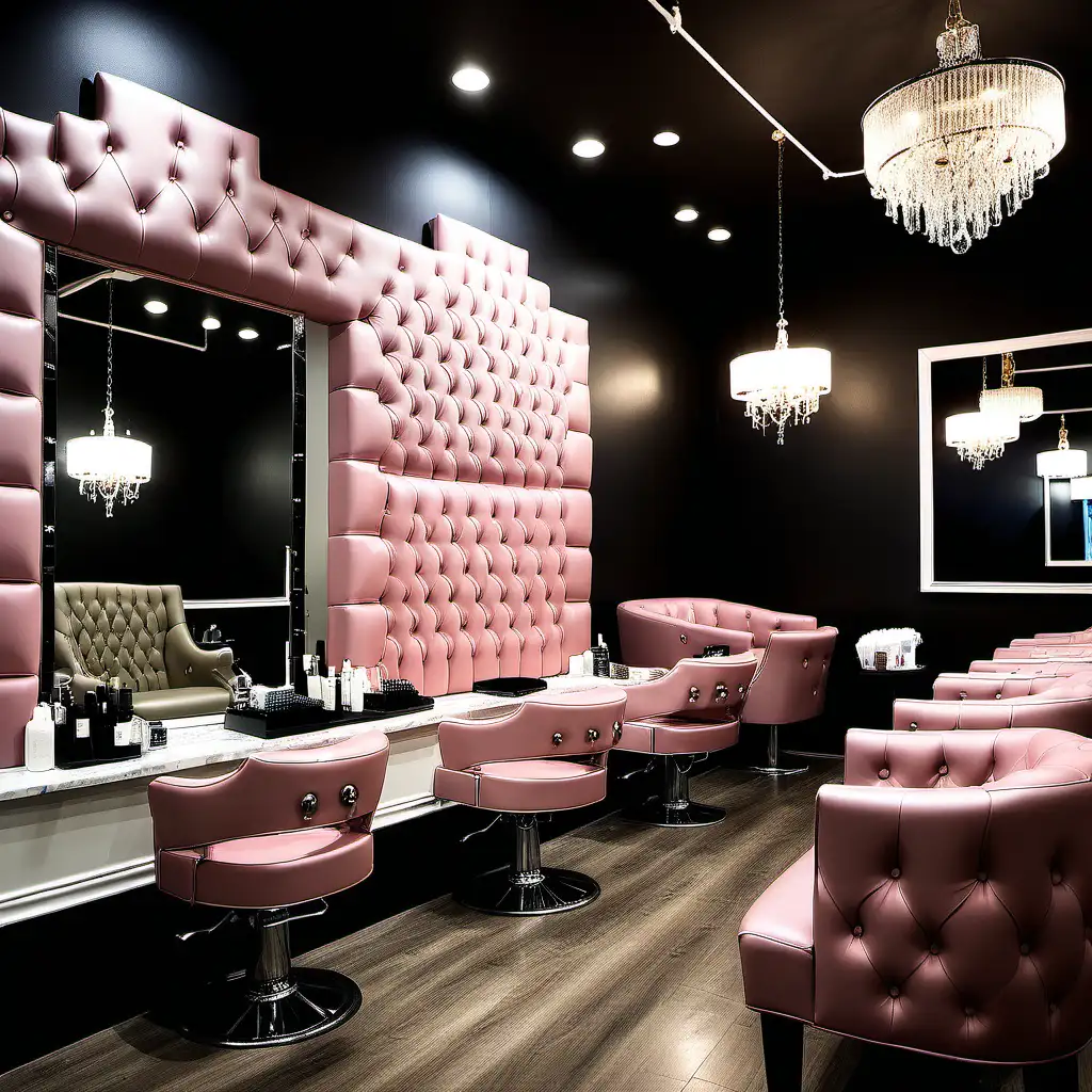 Elegant Tufted Chairs in a Luxury Hair Salon