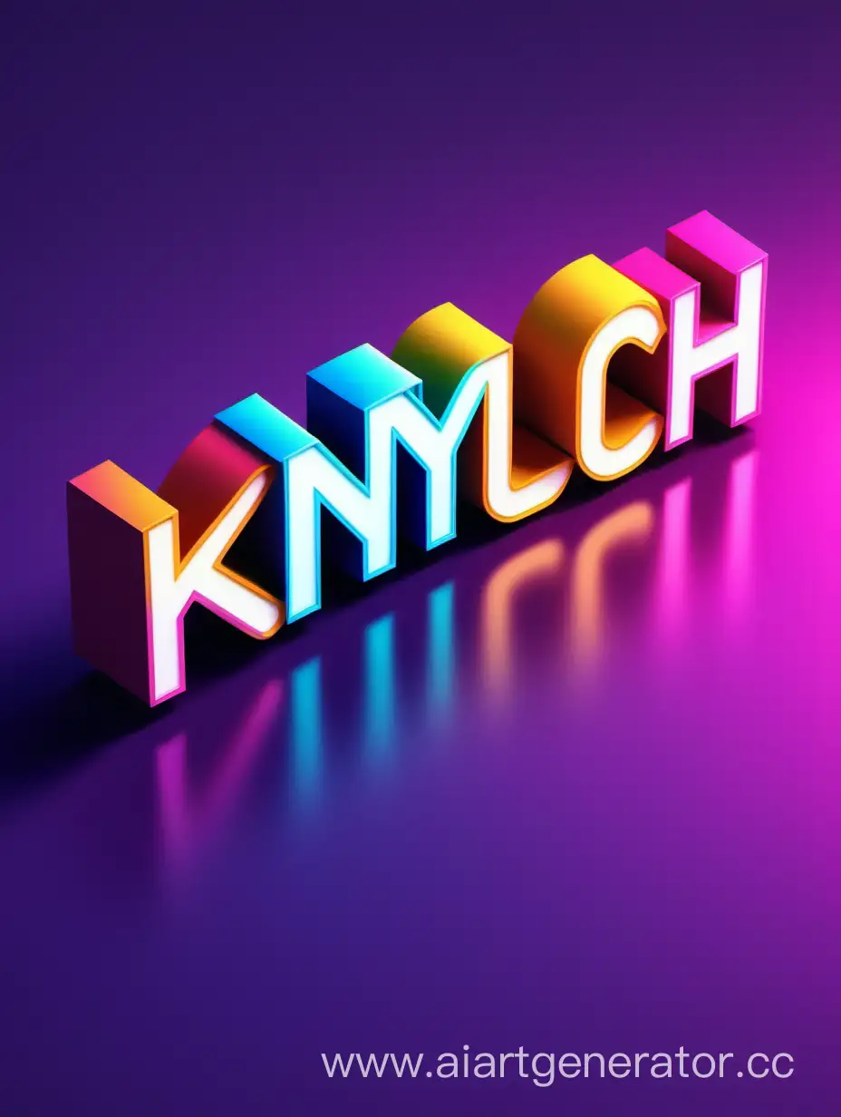 write the word "knylch" as a connected ribbon with soft shadows, neon colors and a three dimensional appearance. make sure the word is actually readable