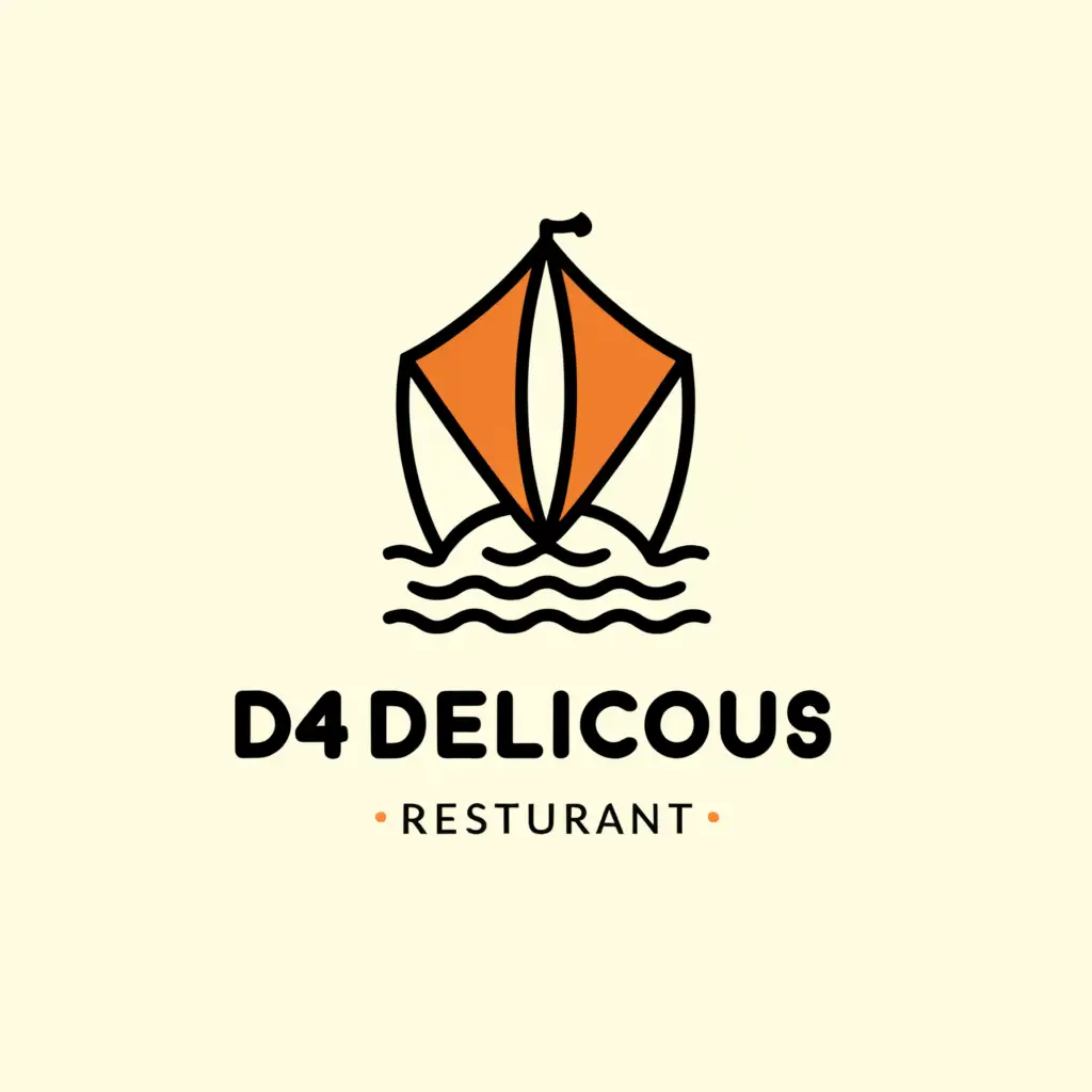 LOGO-Design-For-D4Delicious-Restaurant-Elegant-Boat-Symbol-on-Clear-Background