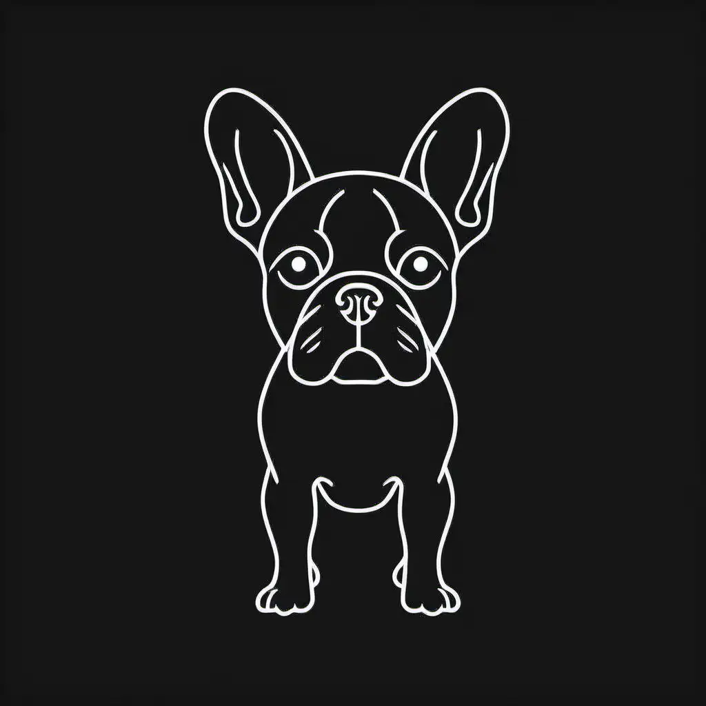 Elegant Black French Bulldog Minimalist Line Art