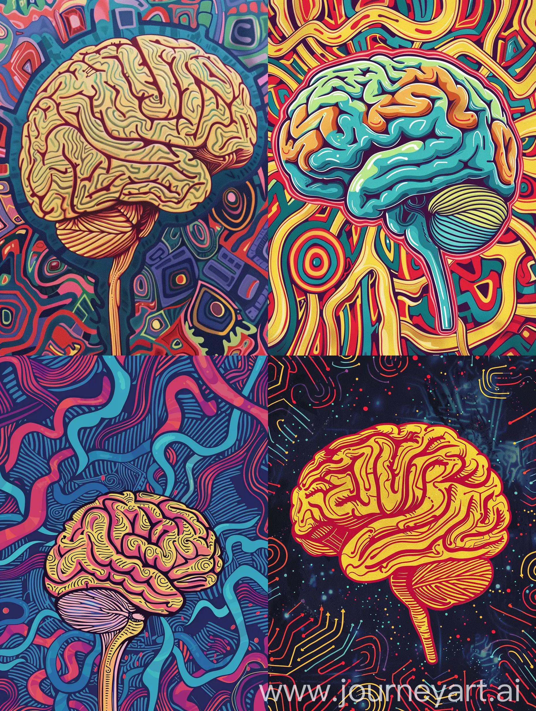 psychedelic illustration, Labyrinth of the human brain. abstract background.