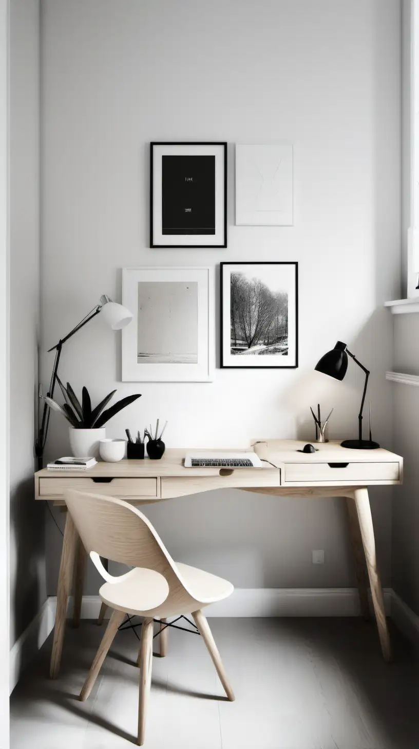 faux light wood desks in a bedroom Scandinavian interiors

