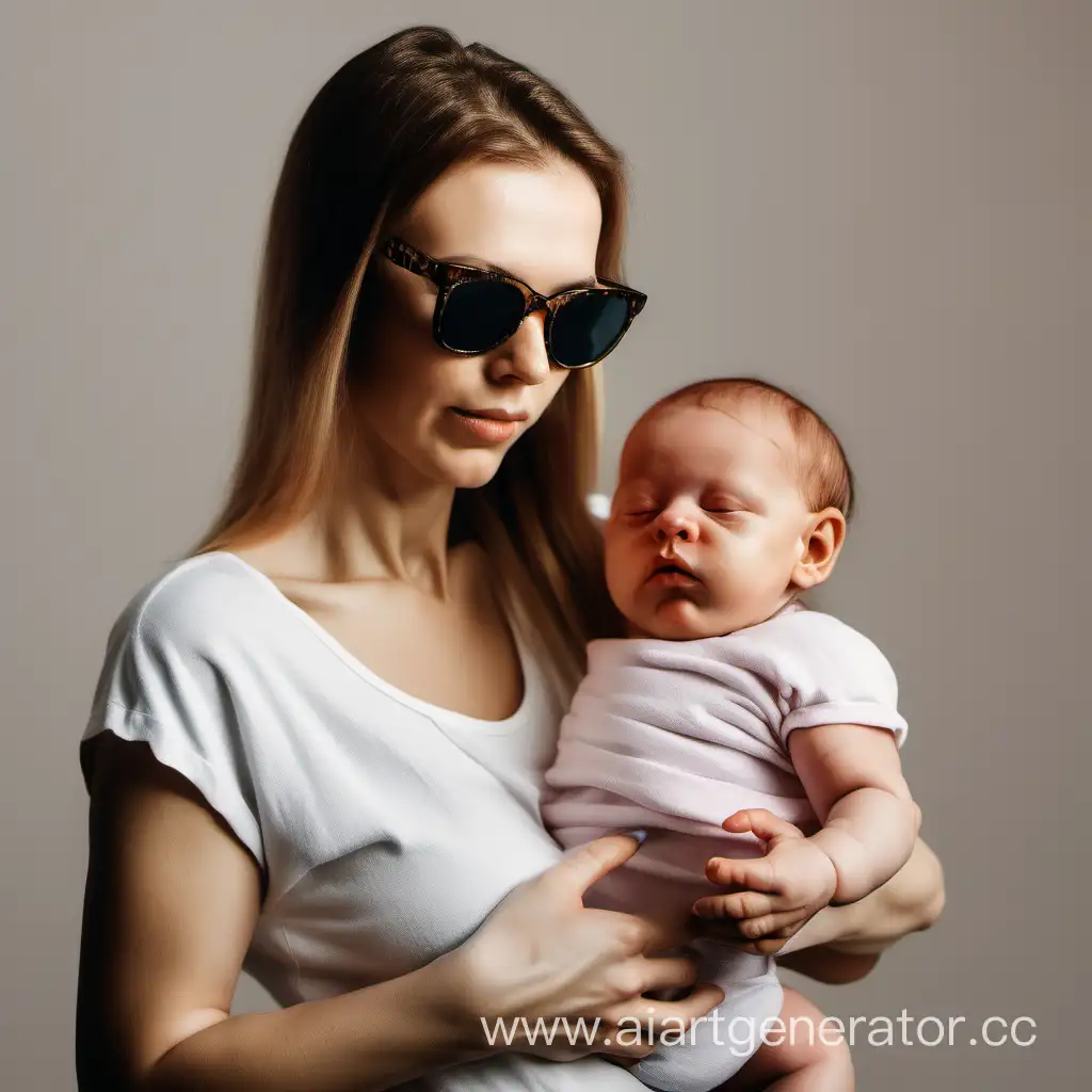 Young-Mother-Holding-Baby-in-Sunglasses