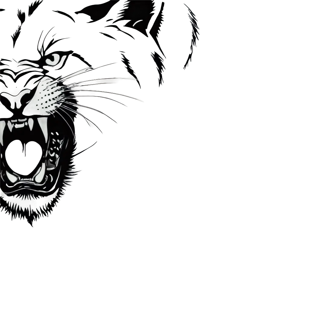 face of a wild panther growling 
emerging head on in black and white 
 vector
