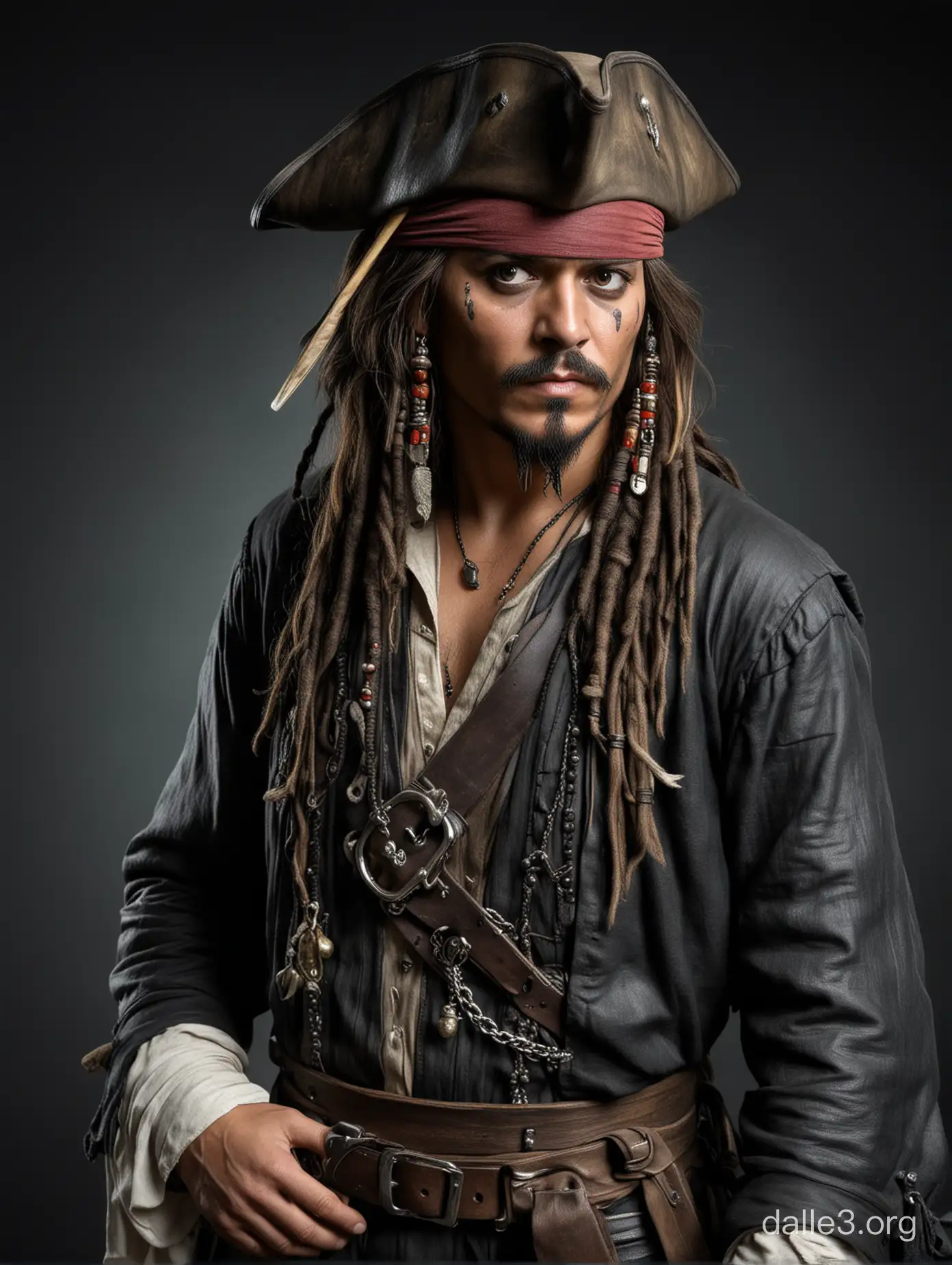 Realistic Captain Jack Sparrow Full Body Portrait Aboard the Black ...