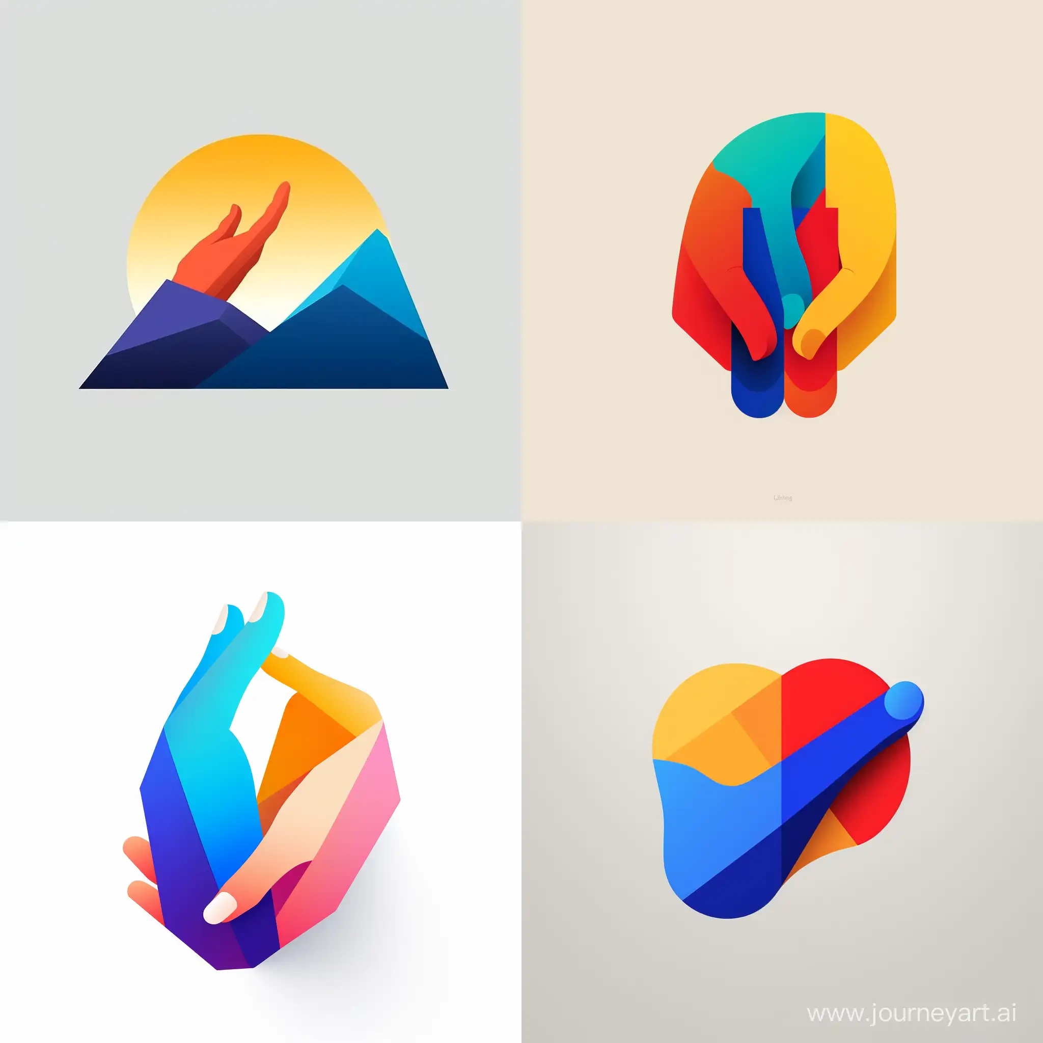 flat vector logo of two hands,help each others, simple minimal, by Ivan Chermayeff