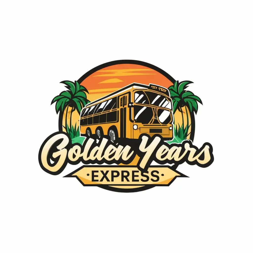 a logo design,with the text "Golden Years Express", main symbol:a bus, elderly person,complex,be used in Travel industry,clear background