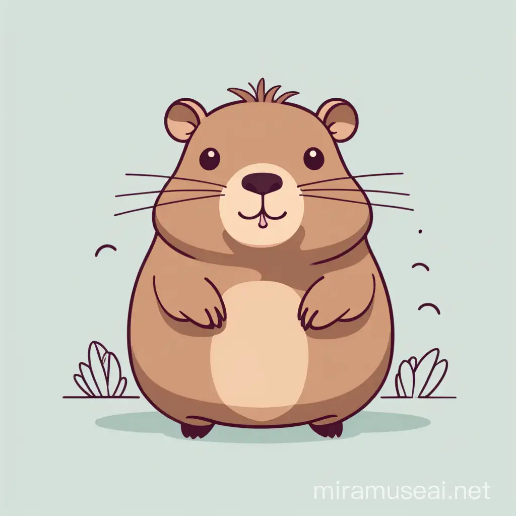 Kawaii adorable capybara cute anime character in a minimalistic flat vector style
