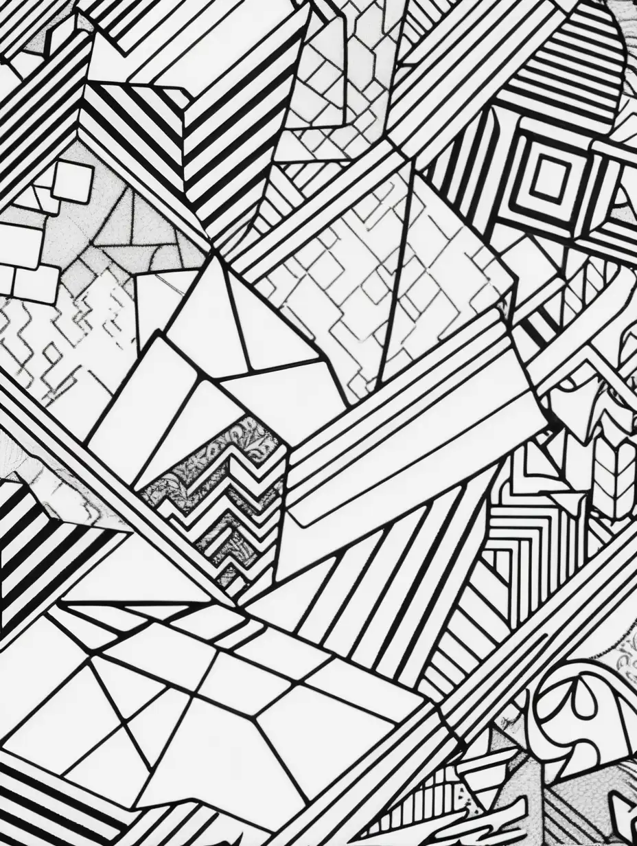 Geometric Black and White Adult Coloring Book Design