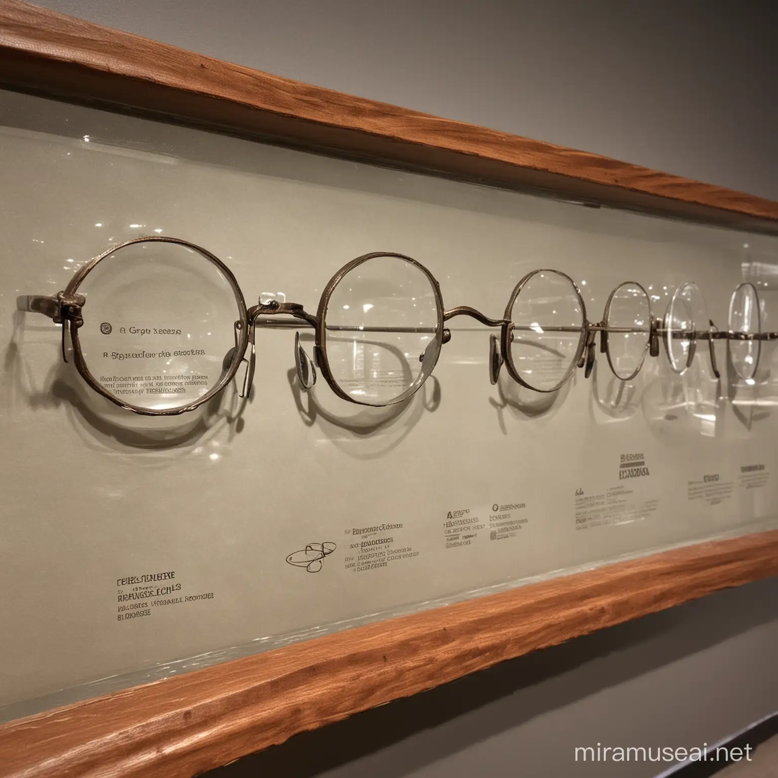 create a museum exhibit about the origins of eyeglasses
